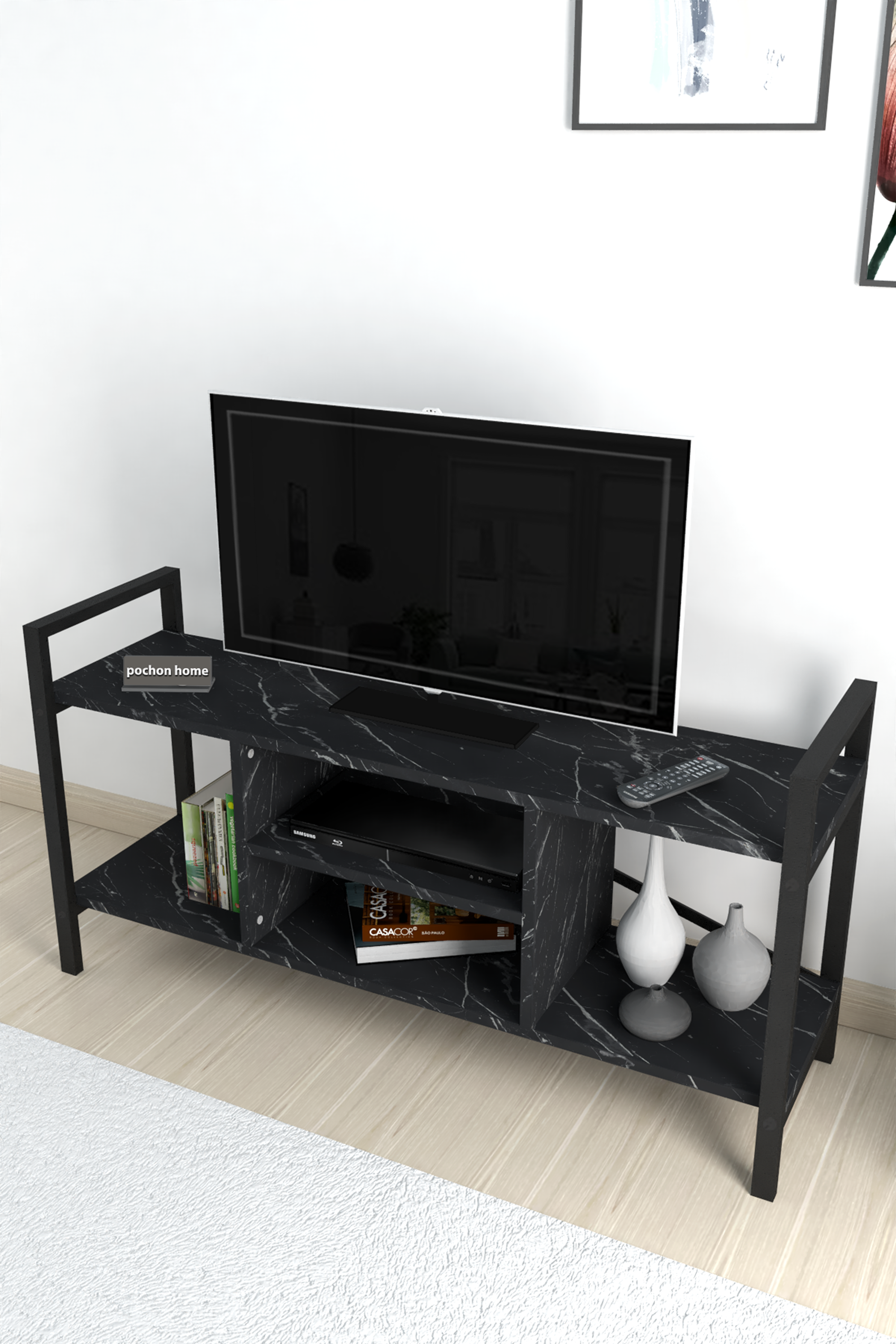 tv-meubel-industrieel-zwart-marmer