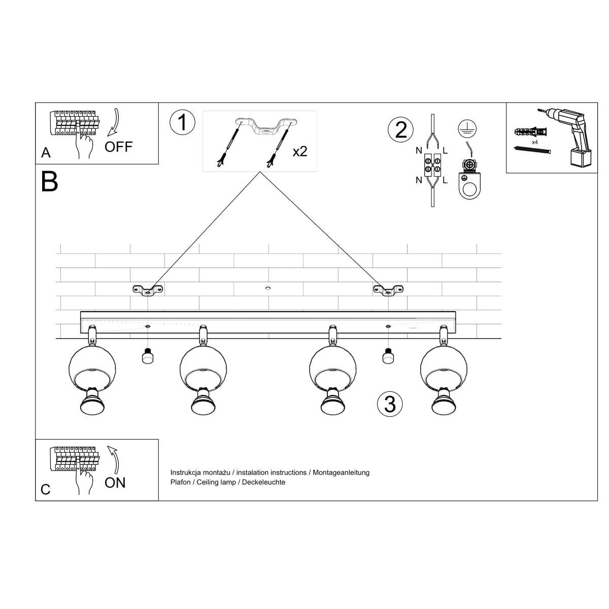 plafondlamp-oculare-4l-wit