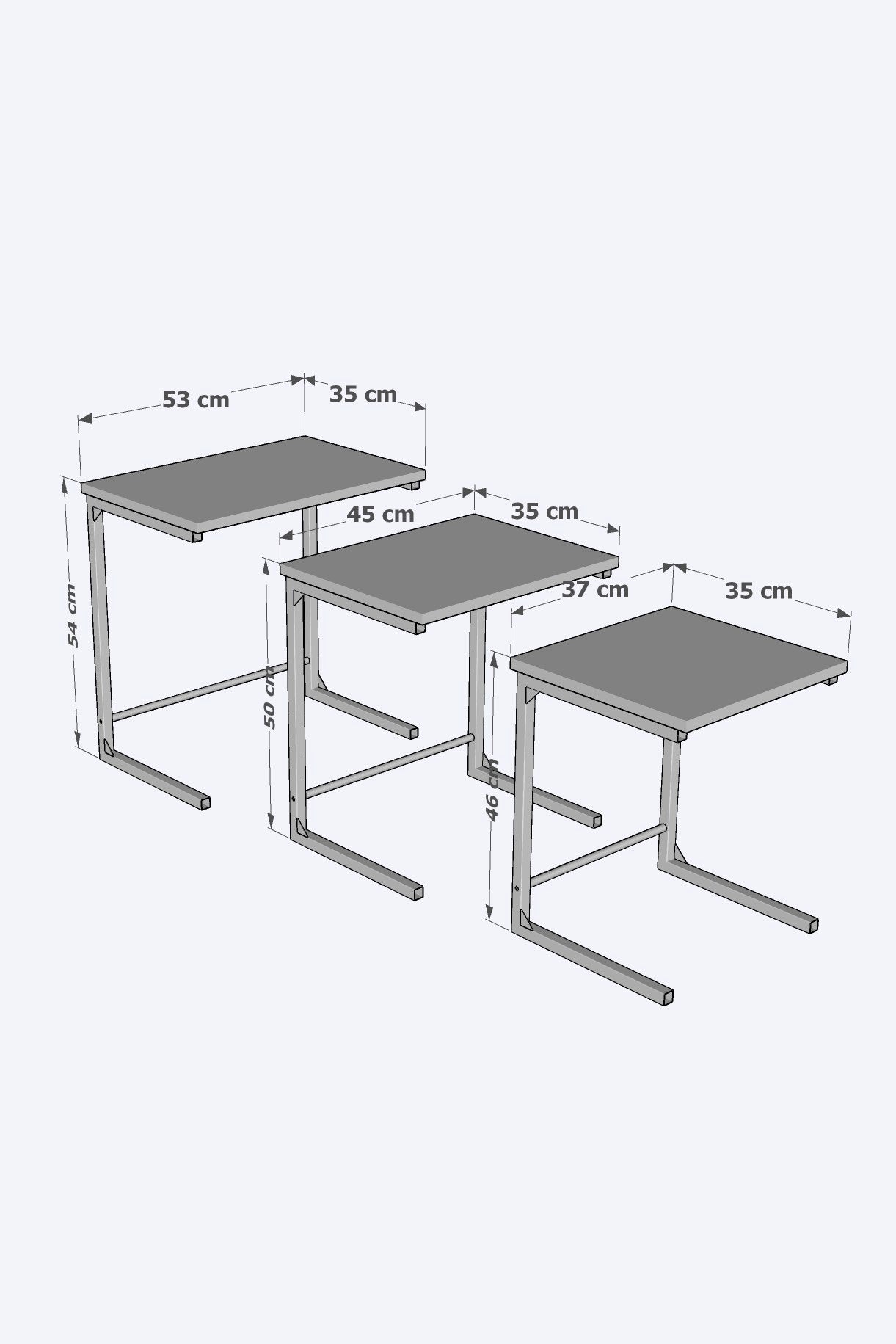 3-Delige Bijzettafel Set Aishah Z1 Wit  Pochon