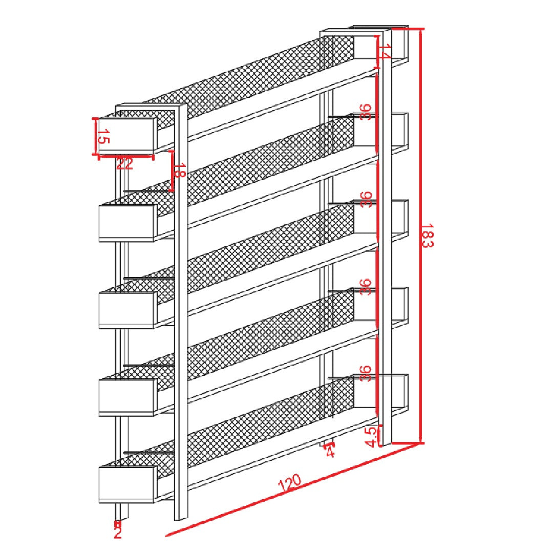 Industriële Ontwerp 5-Laags Plank Met Draad Detail - Boekenplank - Accessoire Plank - Bloemenstandaard - Multifunctionele Plank  Pochon