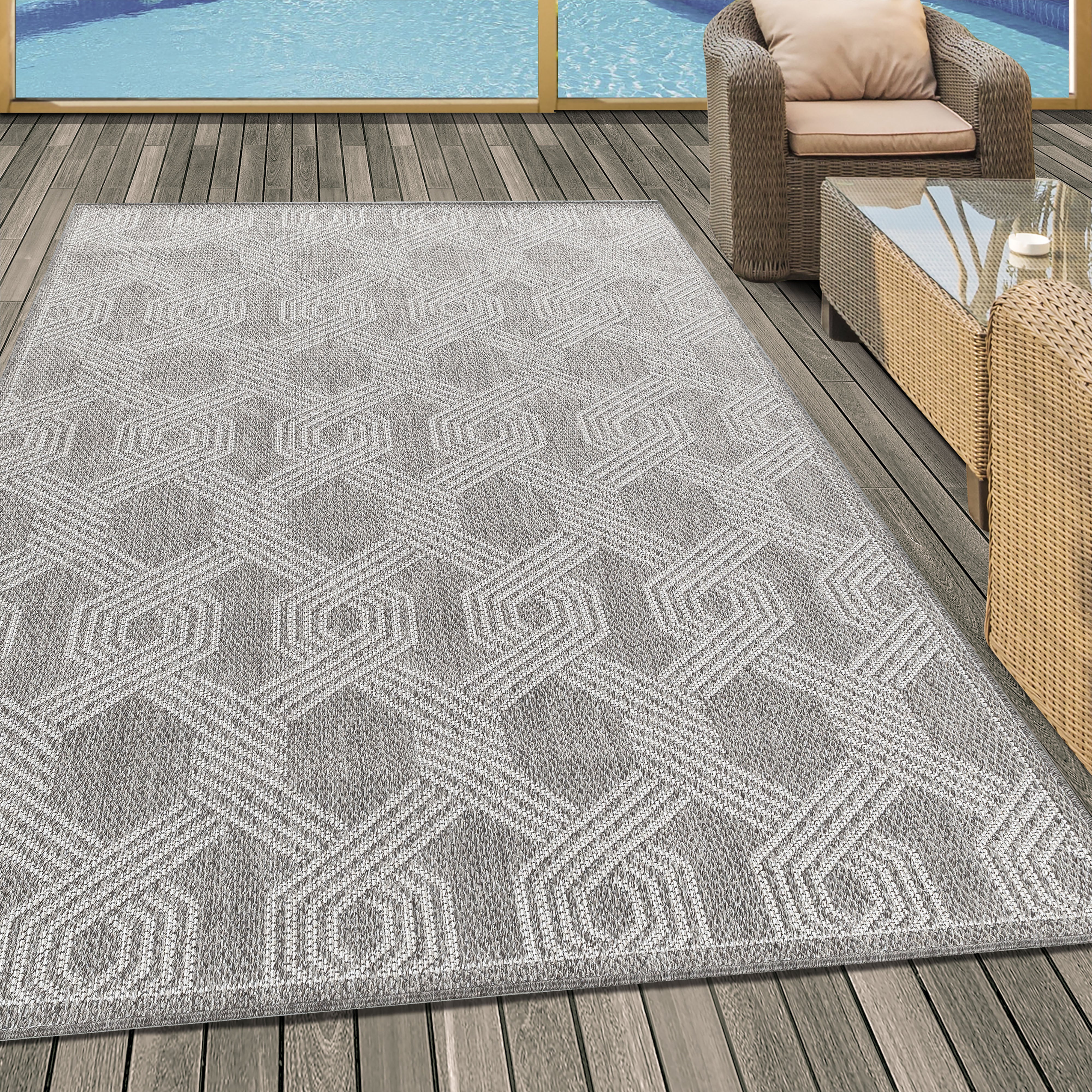 Tapijt Aruba - 200x290 - Geometrisch - Grijs  Pochon