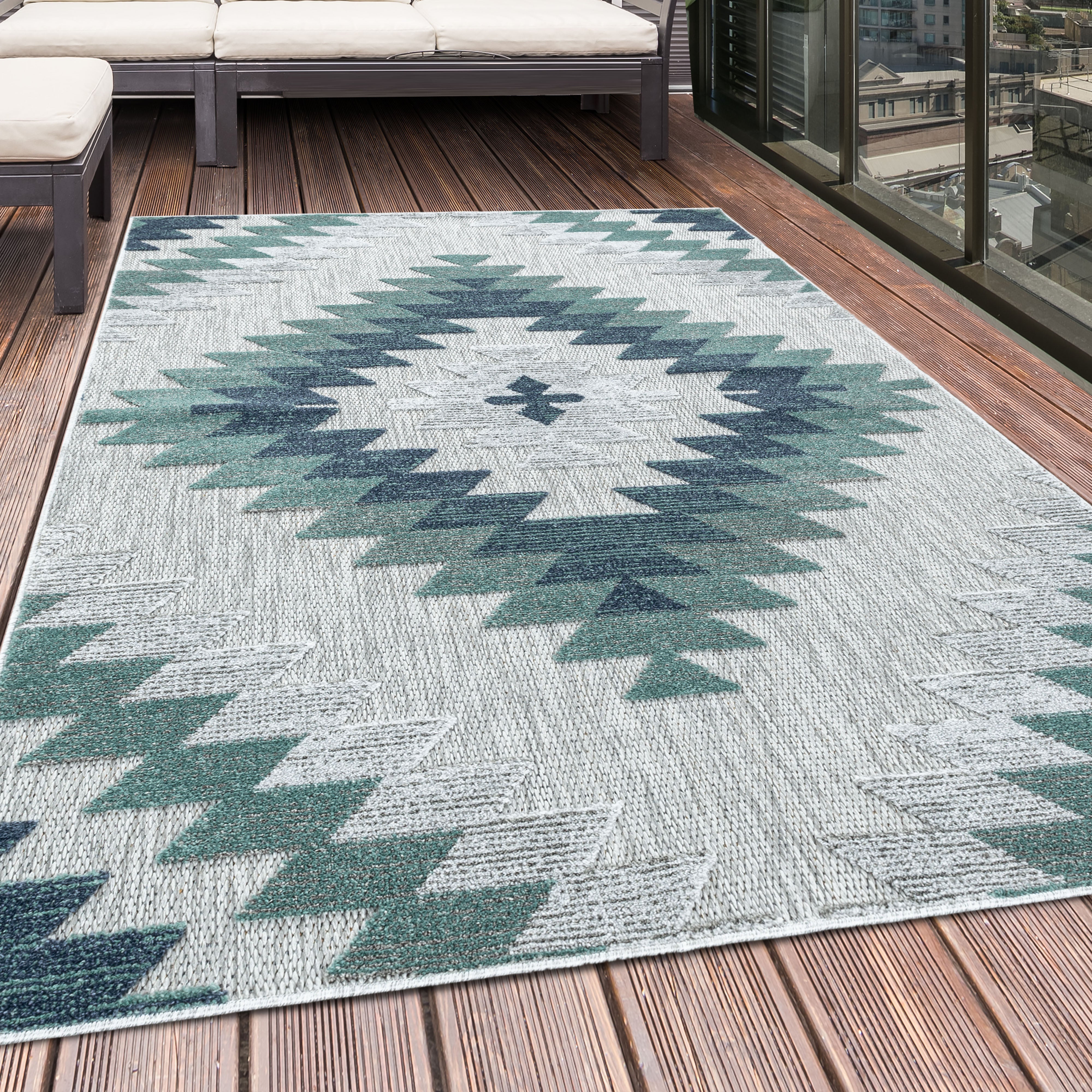 Tapijt Bahama - 120x170 - Geometrisch - Blauw  Pochon