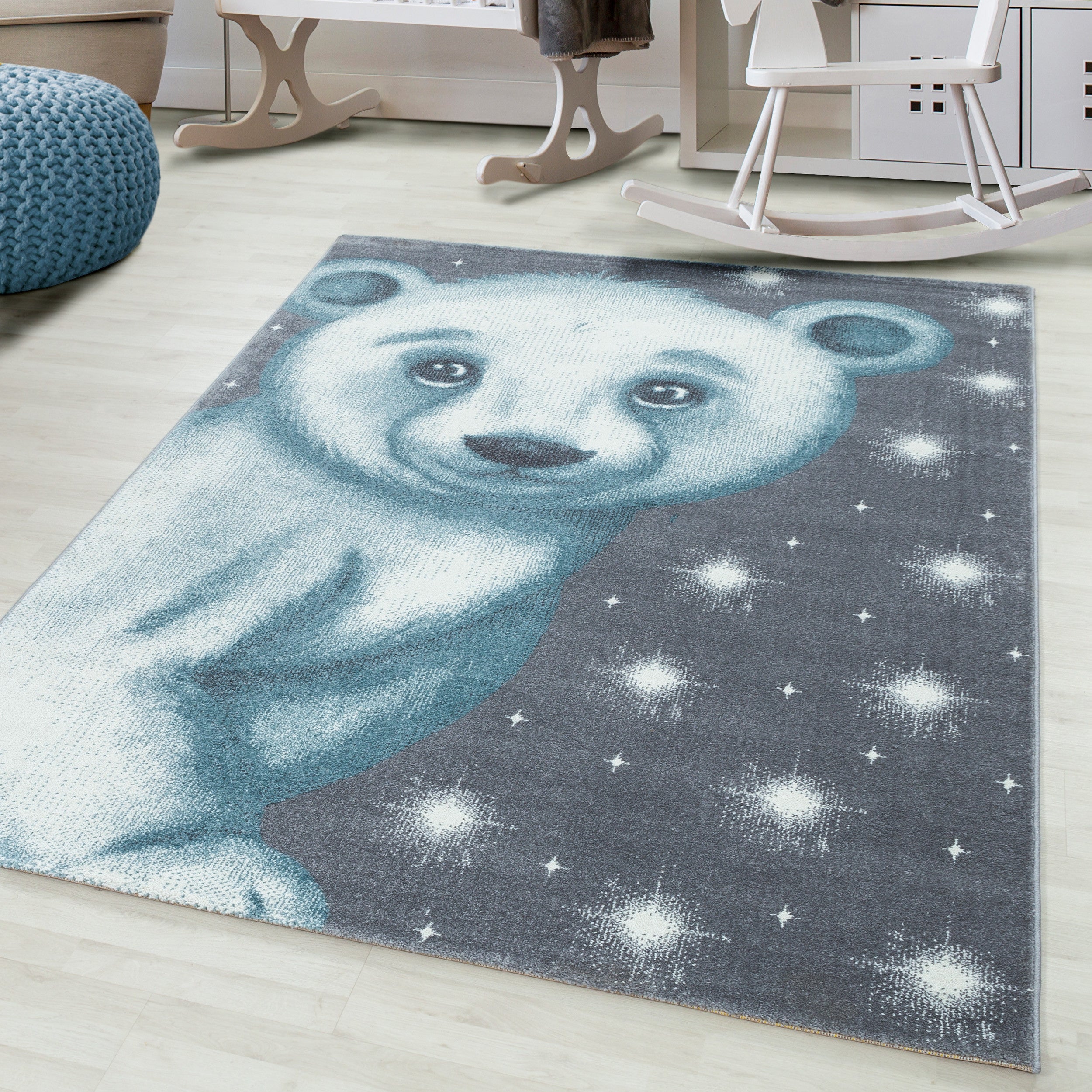 Tapijt Bambi - 80x150 - Beer - Blauw  Pochon