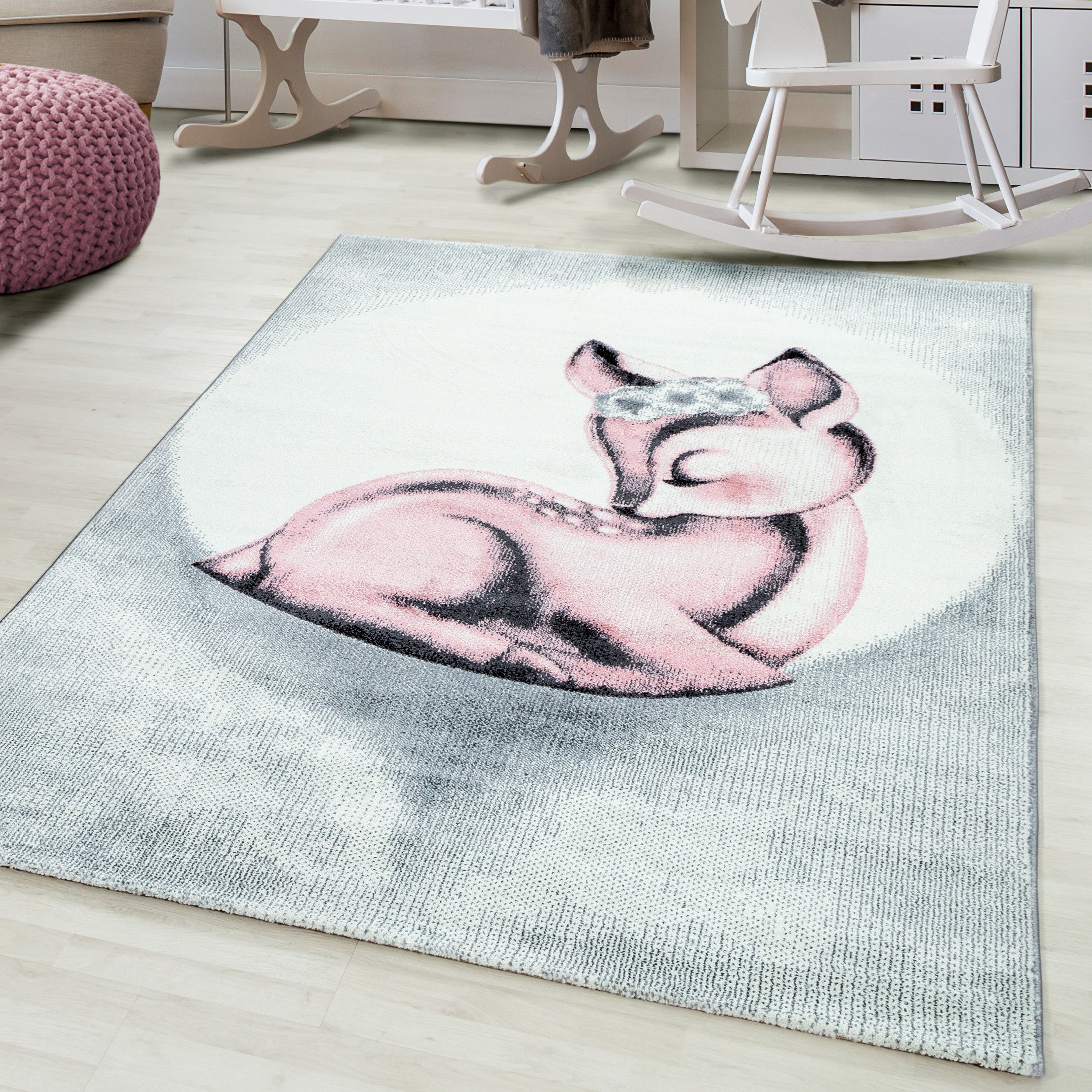 Tapijt Bambi - 80x150 - Hert - Roze  Pochon