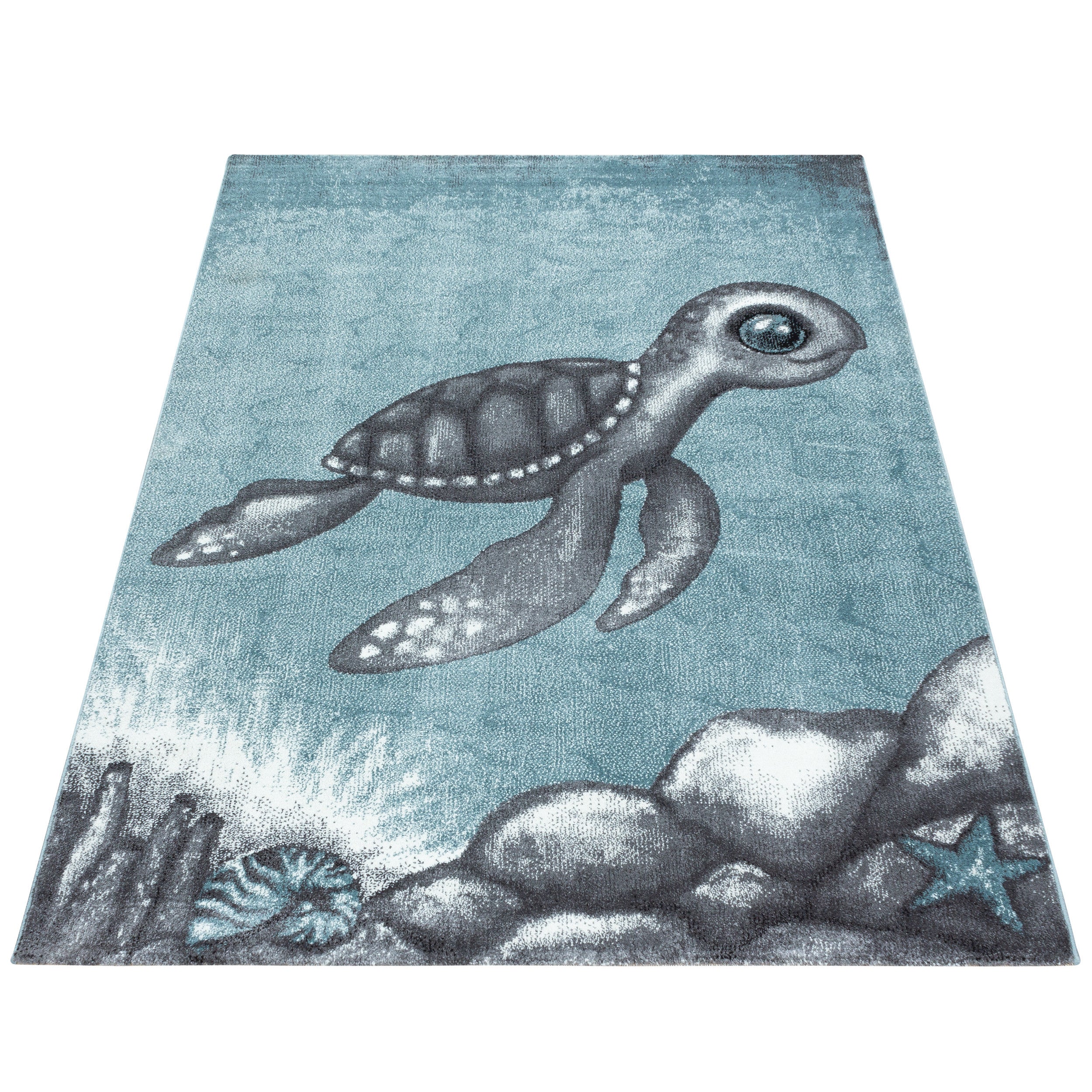 Tapijt Bambi - 80x150 - Schildpad - Blauw  Pochon