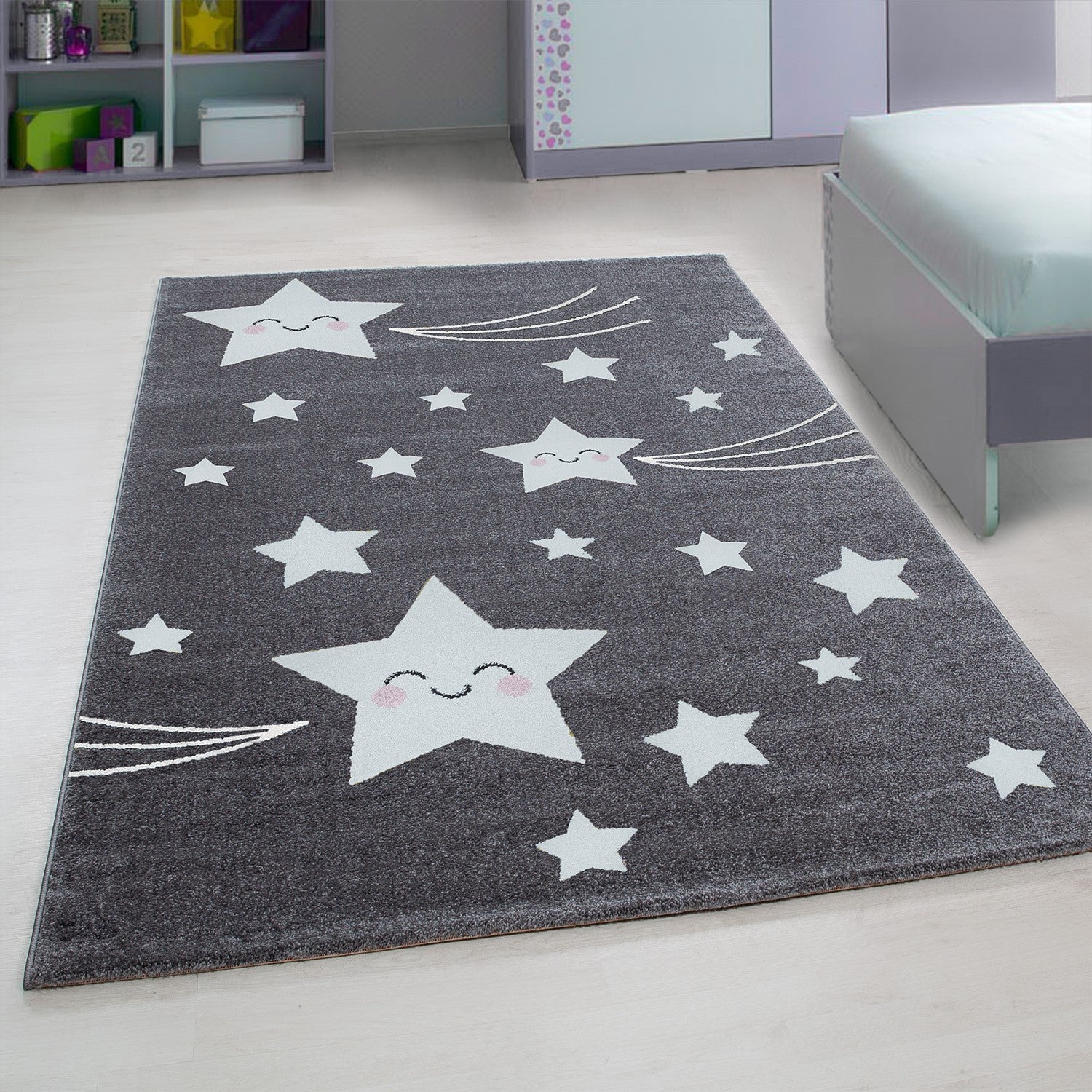 Tapijt Kids - 80x150 - Sterren - Grijs  Pochon