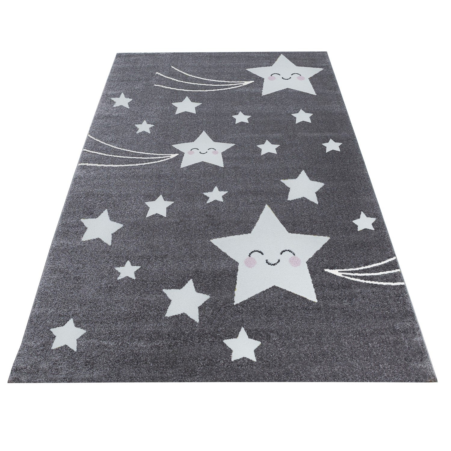 Tapijt Kids - 80x150 - Sterren - Grijs  Pochon