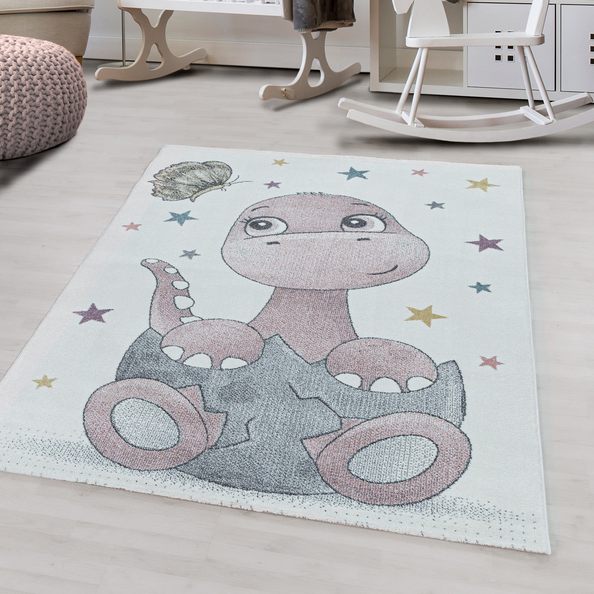 Tapijt Funny - 80x150 - Dinosaurus - Roze  Pochon