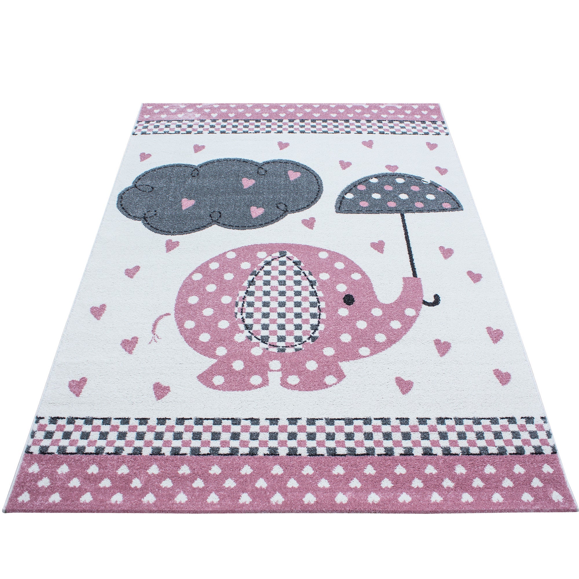 Tapijt Kids - 80x150 - Olifant - Roze  Pochon